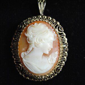 Vintage Alice Caviness Gold-plated Sterling Cameo Convertible Brooch & Pendant